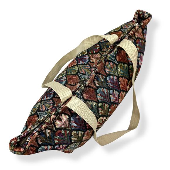 1960's handmade peacock rainbow tapestry carpet bag - Picture 6 of 15